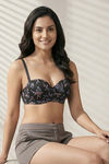 Zivame Print Paradise Padded Regular Wired 3/4th Coverage Strapless Bra - Black Floral — thumbnail 4